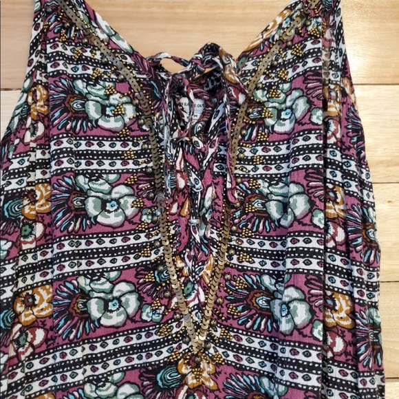 American Eagle Floral Print Beaded Sequence Romper - Picture 3 of 10
